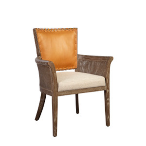 Austin Leather & Linen Hide Back Cane Arm Chair