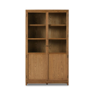 Millie Panel and Glass Door Cabinet 47.25" - Drifted Oak Solid