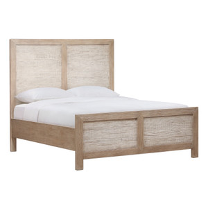 Niva Solid Pine Wood Queen Bed in Light Warm Wash Finish