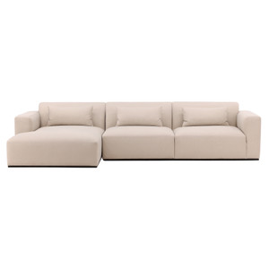 Manhatten LSF Chaise Sectional in Cream Faux Mohair