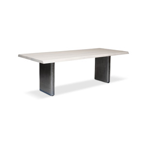 Brooks Dining Table Cast Slab Base 40" x 79" White Wash Top - Antique Nickel Base