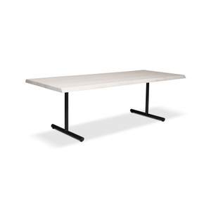 Brooks Dining Table T Base 40" x 116" White Wash Top - Black Base