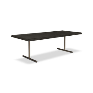 Brooks Dining Table T Base 40" x 79" Ebonized Top - Brass Base