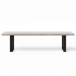 Brooks Dining Table U Base 40" x 116" Sandblasted Grey Top - Black Base