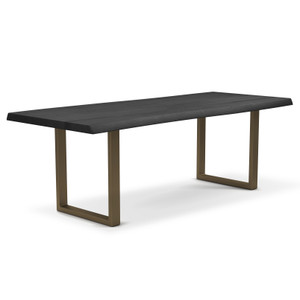 Brooks Dining Table U Base 40" x 79" Ebonized Top - Brass Base
