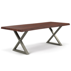 Brooks Dining Table X Base 40" x 79" Americano Top - Pewter Base