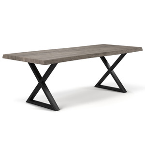 Brooks Dining Table X Base 40" x 79" Sandblasted Grey Top - Black Base