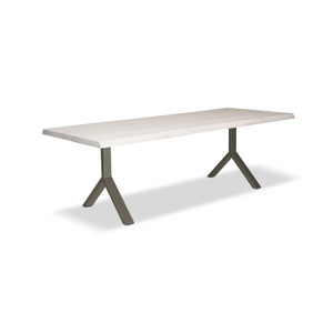 Brooks Dining Table Y Base 40" x 116" White Wash Top - Pewter Base