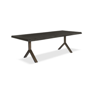 Brooks Dining Table Y Base 40" x 79" Ebonized Top - Brass Base