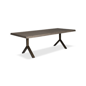Brooks Dining Table Y Base 40" x 79" Sandblasted Grey Top - Brass Base