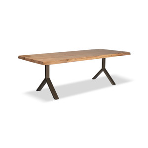 Brooks Dining Table Y Base 40" x 92" Teak Top - Brass Base