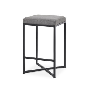 Frodo Gray Fabric Seat W/Black Iron Frame Counter Stool