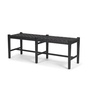 Shane Black Wood w/ Woven Black Leather Bench