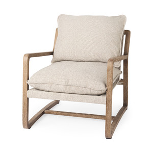 Brayden Light Brown Wood W/ Beige Fabric Seat Accent Chair