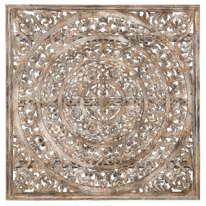 58" Square Wood Carved Panel