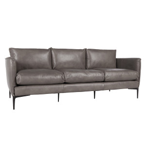 Abigail Leather Sofa - Pewter Gray