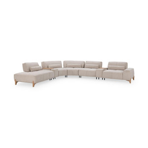 Leah Upholstered Sectional - Ash Wood