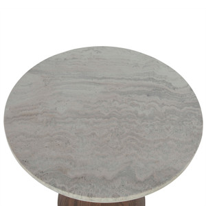 Vista 22" Side Table with White Travertine and Light Oak Base