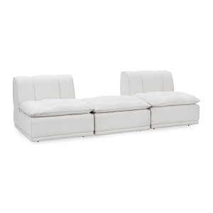 Haven White Upholstered Modular 2pc Sectional w/ Ottoman