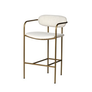 Parker Cream Fabric Seat Gold Metal Counter Stool