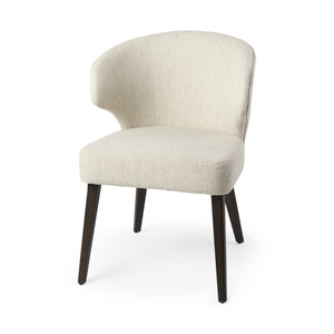 Niles 22.5L x 24.5W x 32H Cream Fabric Seat W/ Dark Brown Wooden Legs Wingback Dining Chair