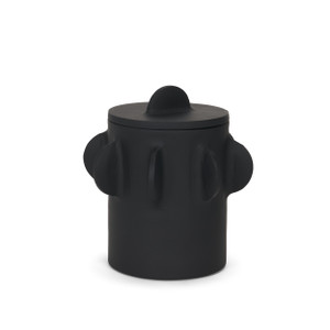 Deacon Small Matte Black Metal Canister with Sculptural Handles