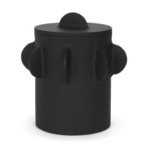 Deacon Large Matte Black Metal Canister with Sculptural Handles
