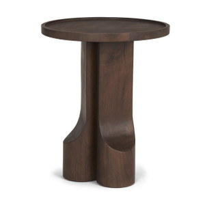 Cayson Dark Brown Sculptural Round Accent Table