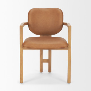 Carlisle Curved Back Tan Leather Tripod Frame Dining Armchair