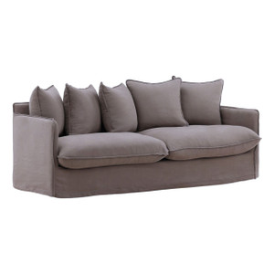 Coastal Gray Linen Upholstered Slipcovered Sofa 83"
