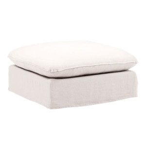 Cloud Natural Linen Upholstered Slipcovered Ottoman 36"