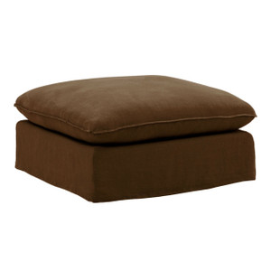 Cloud Brown Linen Upholstered Slipcovered Ottoman 36"