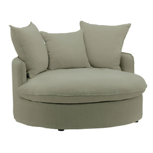 Cloud Green Linen Slipcovered Media Lounge Round Chair 54"