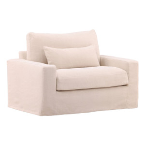 Modern Natural Linen Slipcovered Track Arm Chair 50"