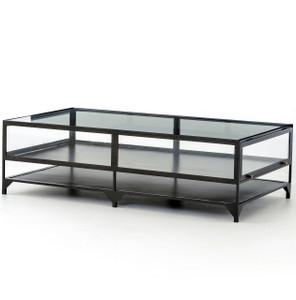 Shadow Box Metal and Glass Coffee Table