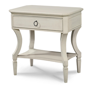 Country-Chic Maple Wood 1 Drawer Bedside Table - White