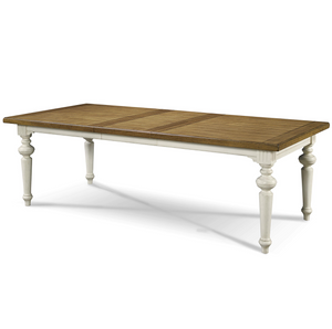 Country-Chic Maple Wood White Extension Dining Table - Driftwood