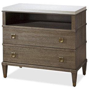 Playlist Vintage Oak Stone Top 2 Drawer Nightstand