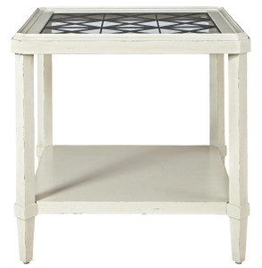 Sojourn French Country Glass Top End Table - White