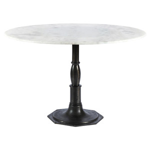 French Industrial White Marble Round Dining Table 48"