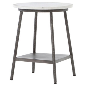 Lark Industrial Iron and White Marble Round Side Table