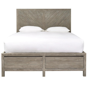 French Printer's Rustic Gray Wood King Storage Platform Bed