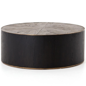 Perry Reclaimed Oak Round Drum Coffee Table 40"