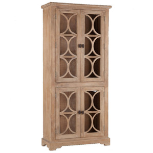 French Farmhouse Solid Wood Glass Door Display Cabinet