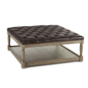 Carlton Tufted Leather Square Ottoman 42"