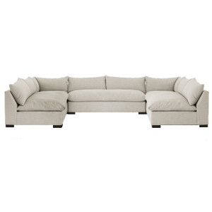 Grant Modern Oatmeal 5-Piece Armless "U" Sectional Sofa