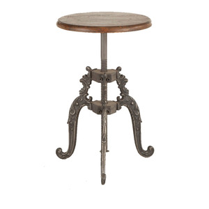 Hobbs French Industrial Crank Adjustable Stool - Weathered Teak