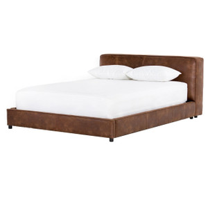 Aidan Low Profile Leather Queen Platform Bed Frame