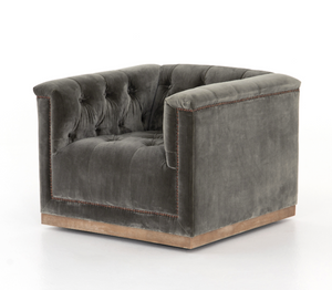 Maxx Sapphire Birch Tufted Modern Swivel Club Chair