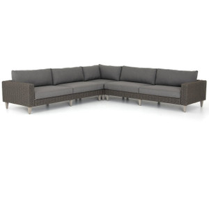 Remi Charcoal Woven Rope Outdoor 3-Pc Corner Sectional Sofa